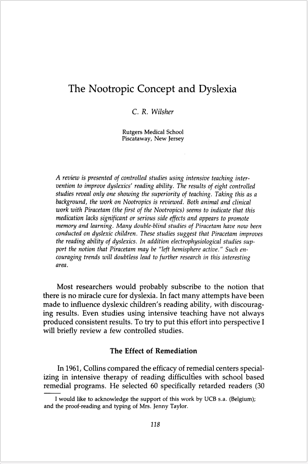 The Nootropic Concept And Dyslexia